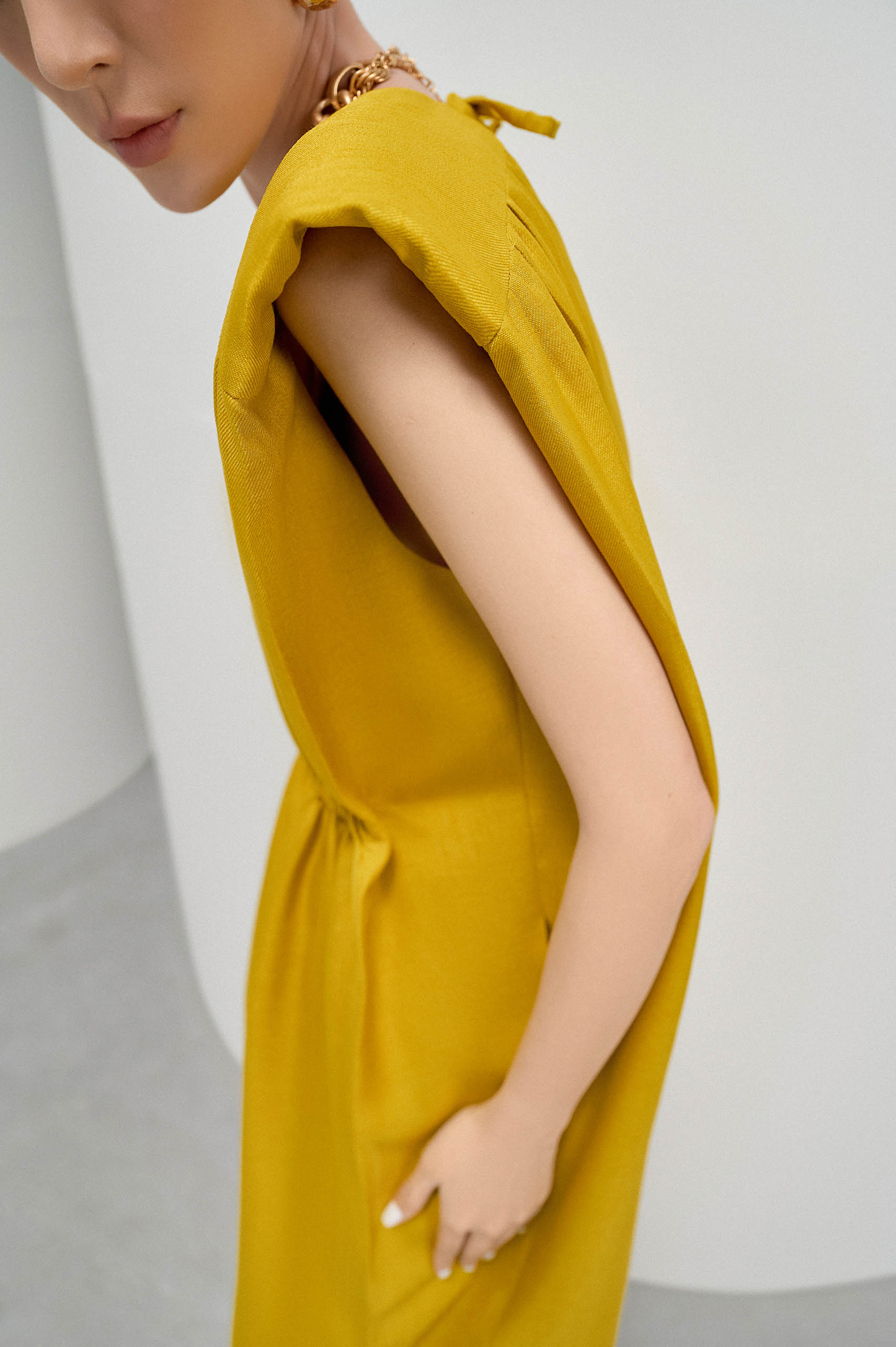 V-neck Square Shoulder Dress - Image 6