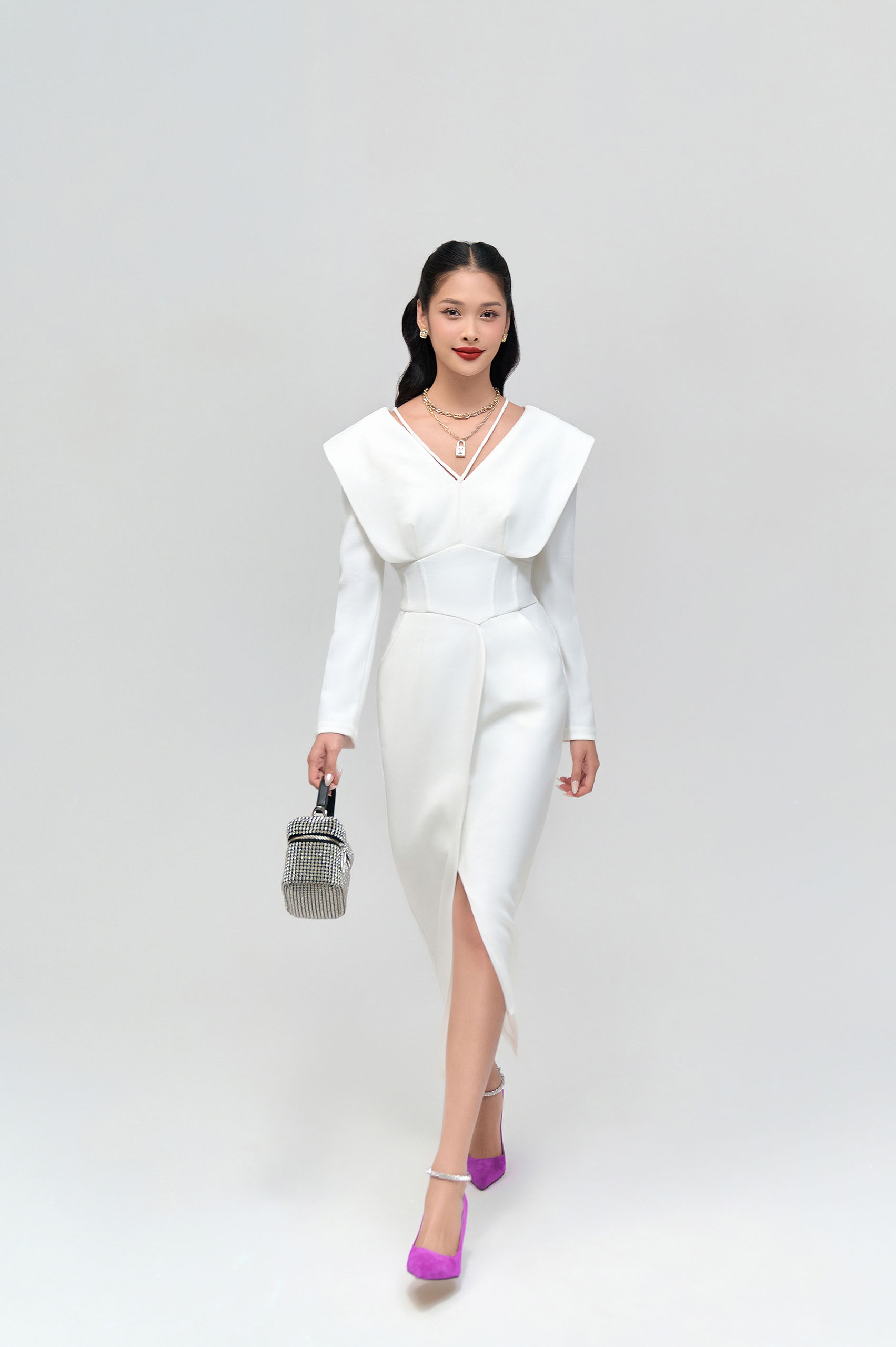 Wren White V-neck Pencil Dress - Image 2