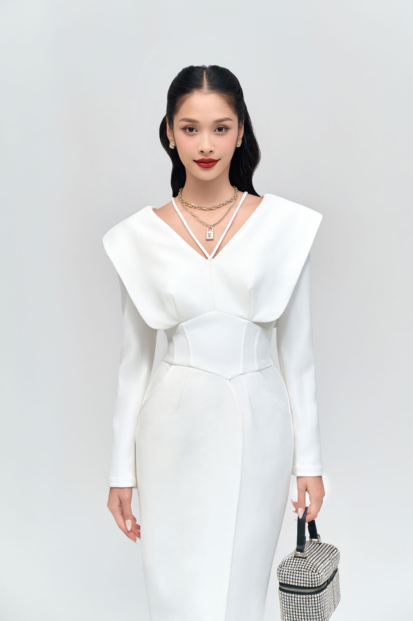 Wren White V-neck Pencil Dress - Image 3