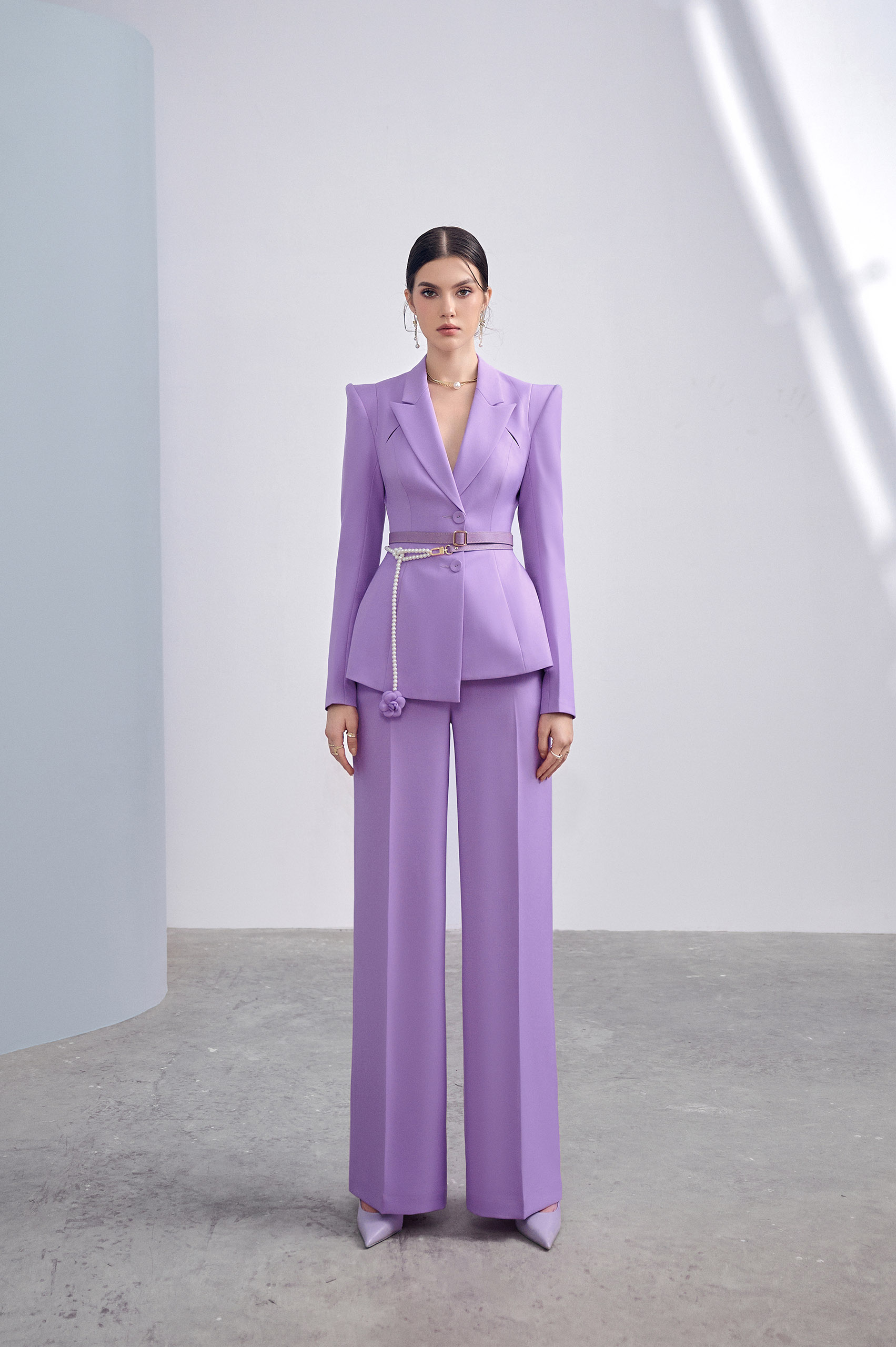 Lilac Asymmetrical Lapel Blazer