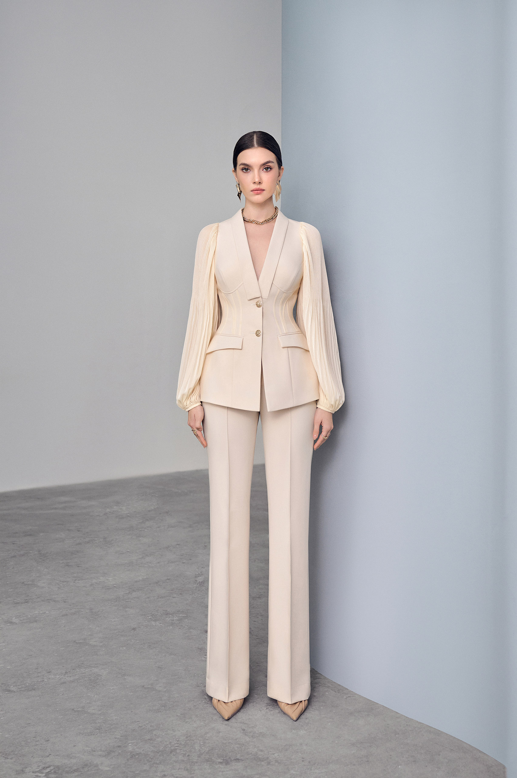 Flora Cream Flare Pants