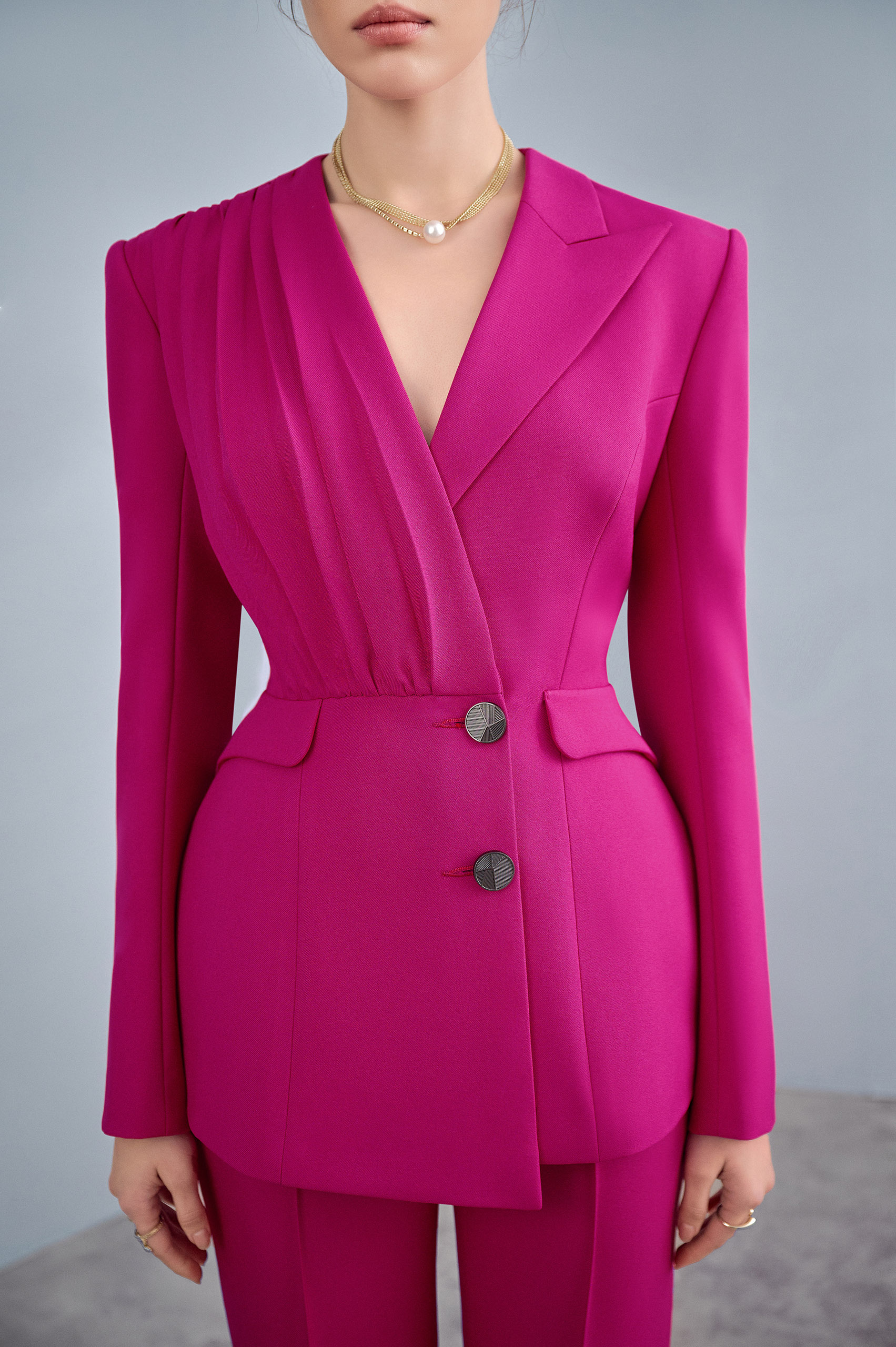 Elia Hot Pink Pleated Blazer - Image 2