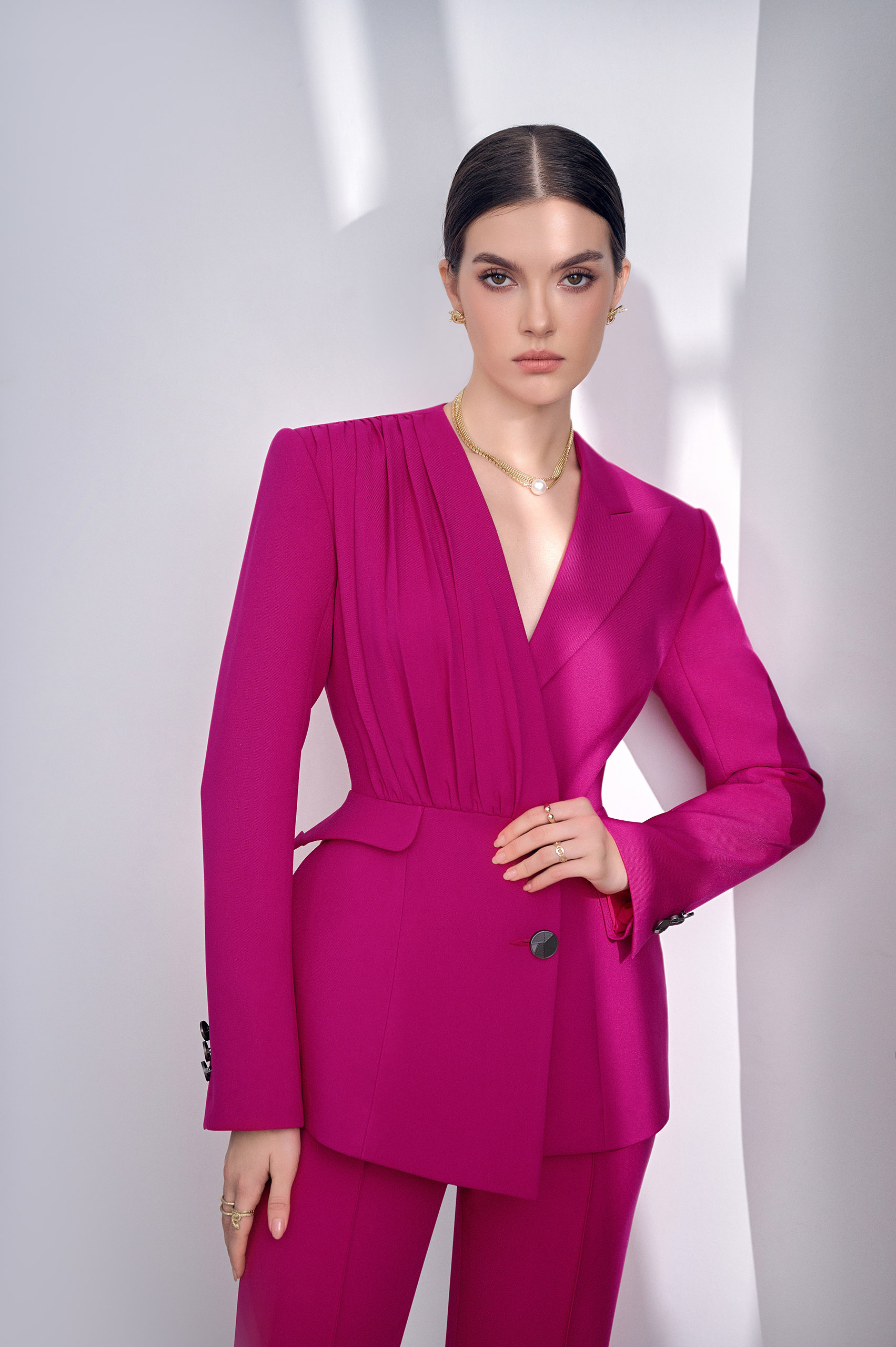 Elia Hot Pink Pleated Blazer - Image 3