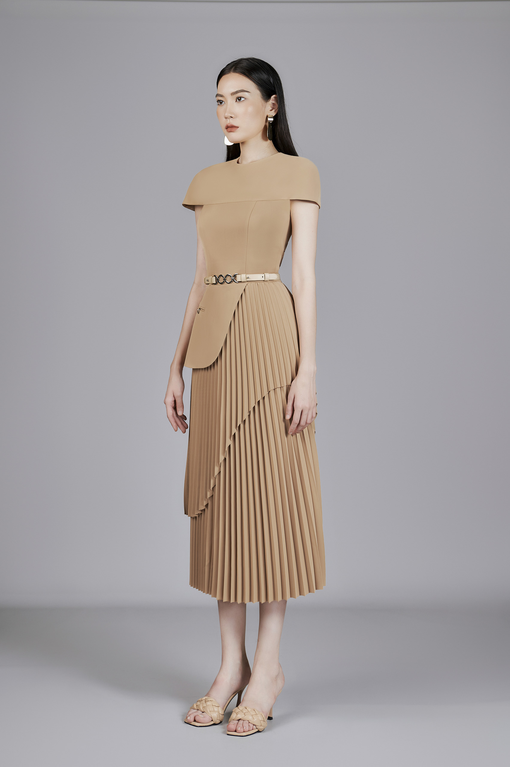 Valli Peplum Pleated Dress - Image 2