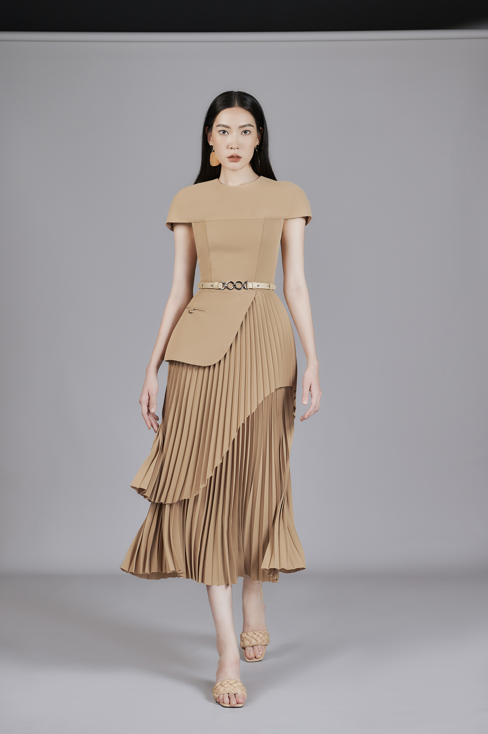 Valli Peplum Pleated Dress - Image 3