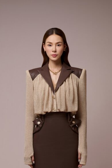 Caria Light Camel Croptop Shirt
