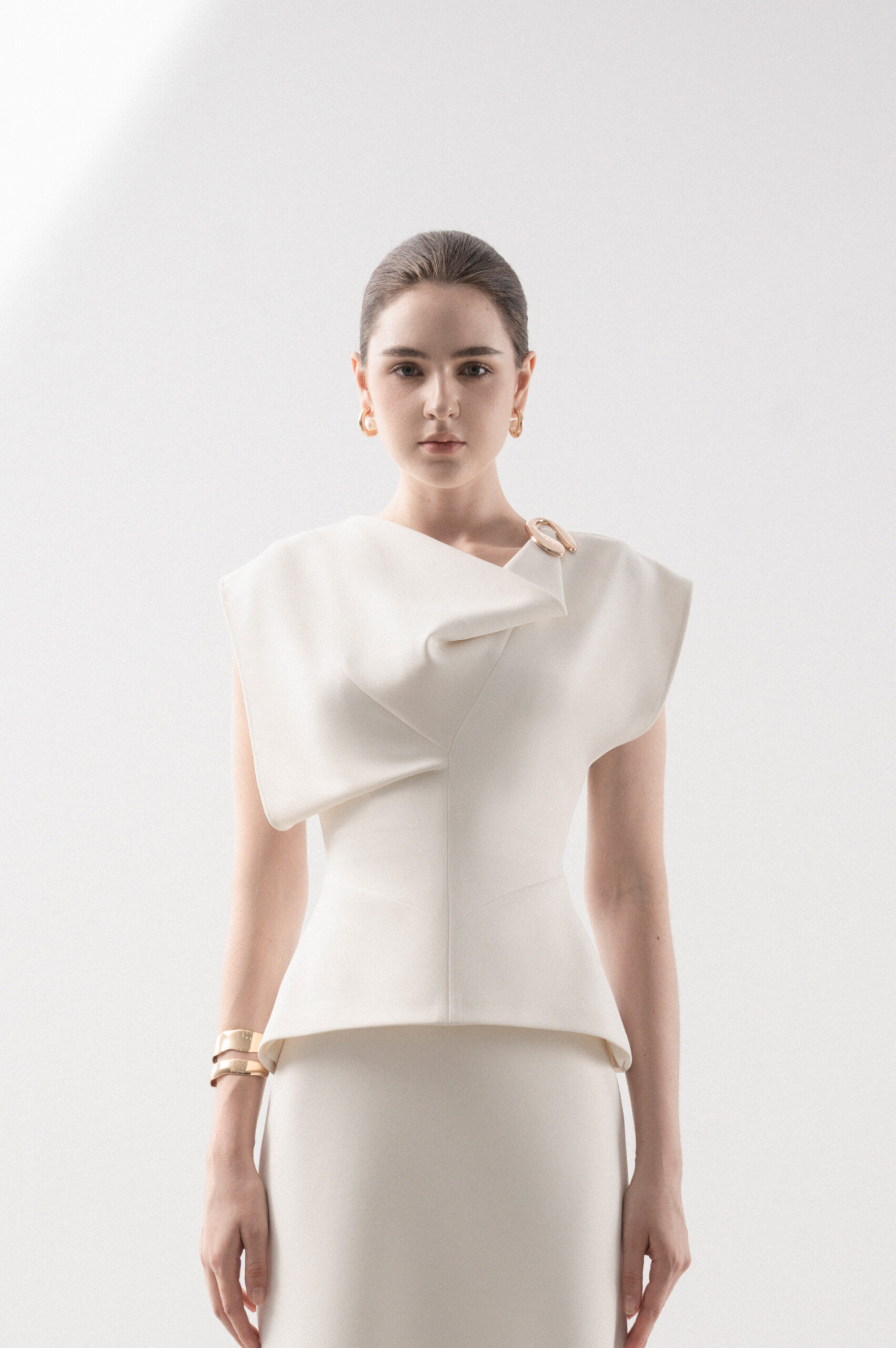 Rachel Asymmetrical Neckline Blouse - Image 2