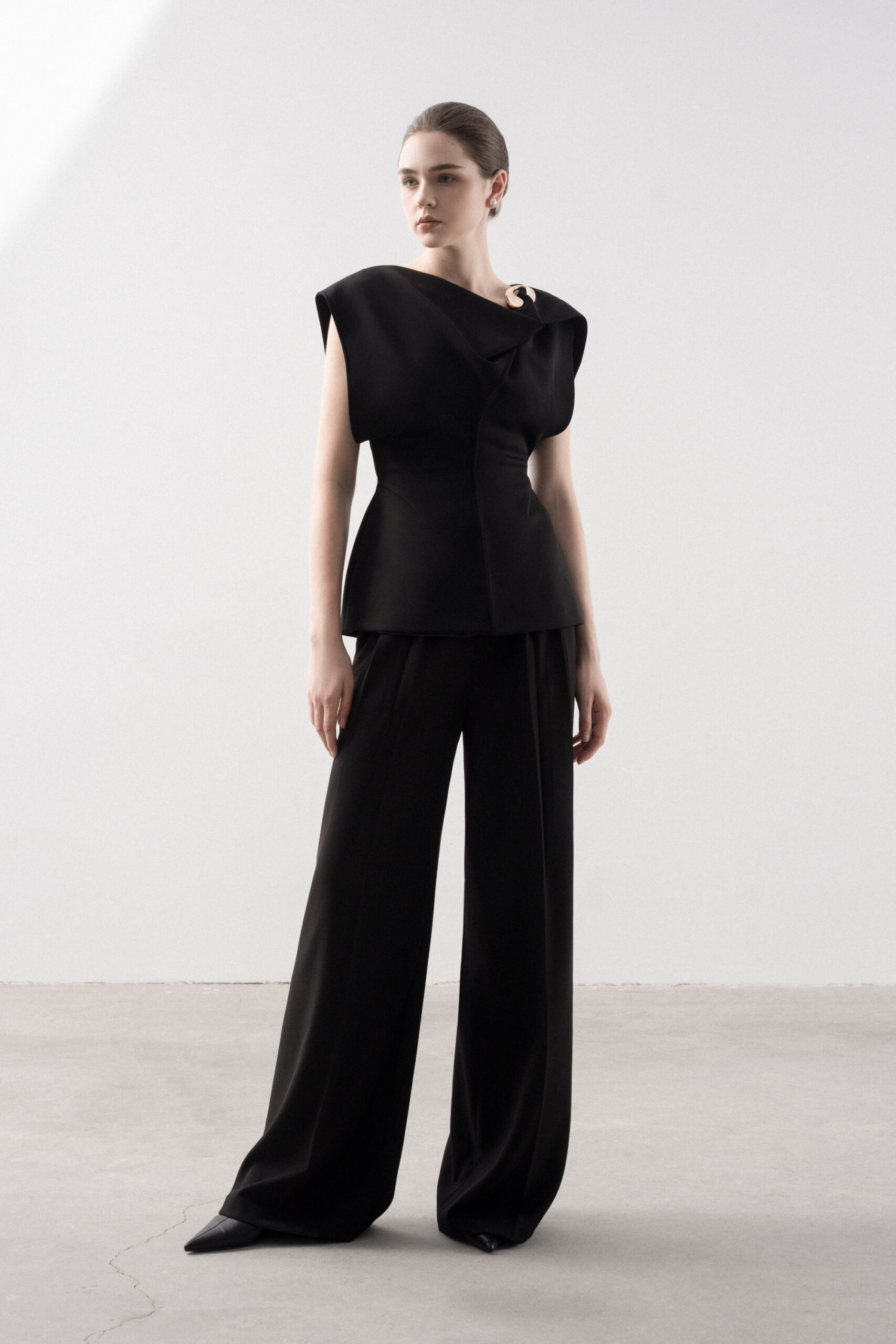 Tegan Asymmetrical Cape Sleeves Blouse - Image 4