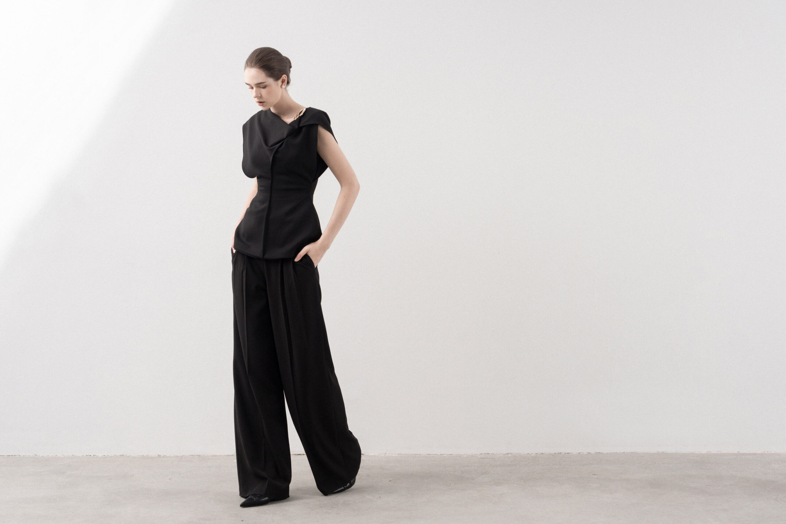 Tegan Asymmetrical Cape Sleeves Blouse - Image 6
