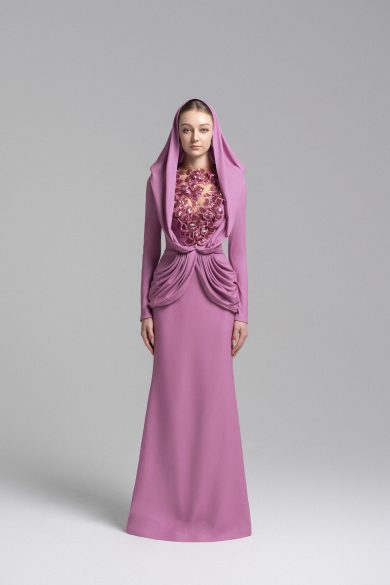 Ethereal Hooded Lace Evening Gown