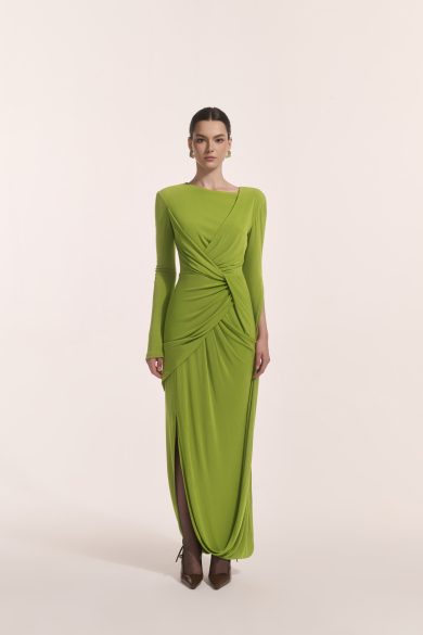 Lunara Tiered Midi in Leafed Lime