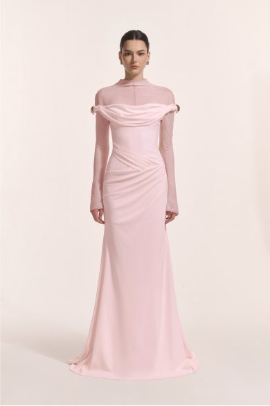Selene Metal Twist Dress in Baby Pink