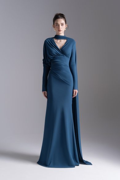 Whisper Trail Dress in Midnight Blue