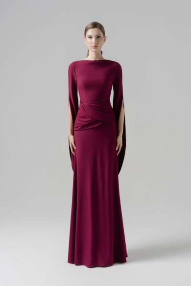 Moonlit Gaze Dress in Claret