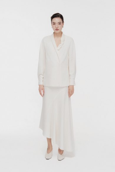 Asymmetric Bow Wrap Set in Cream