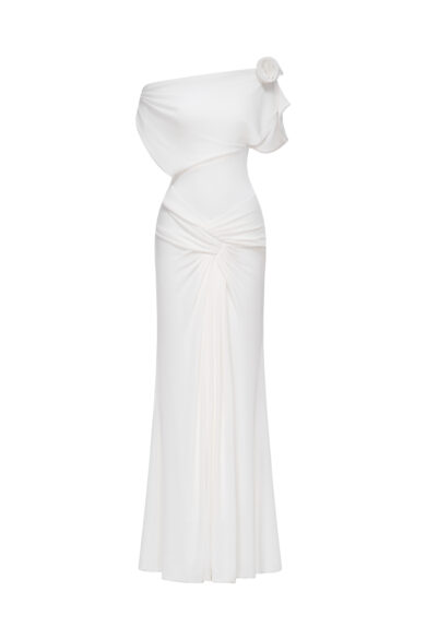 Orchid Drape Gown in White