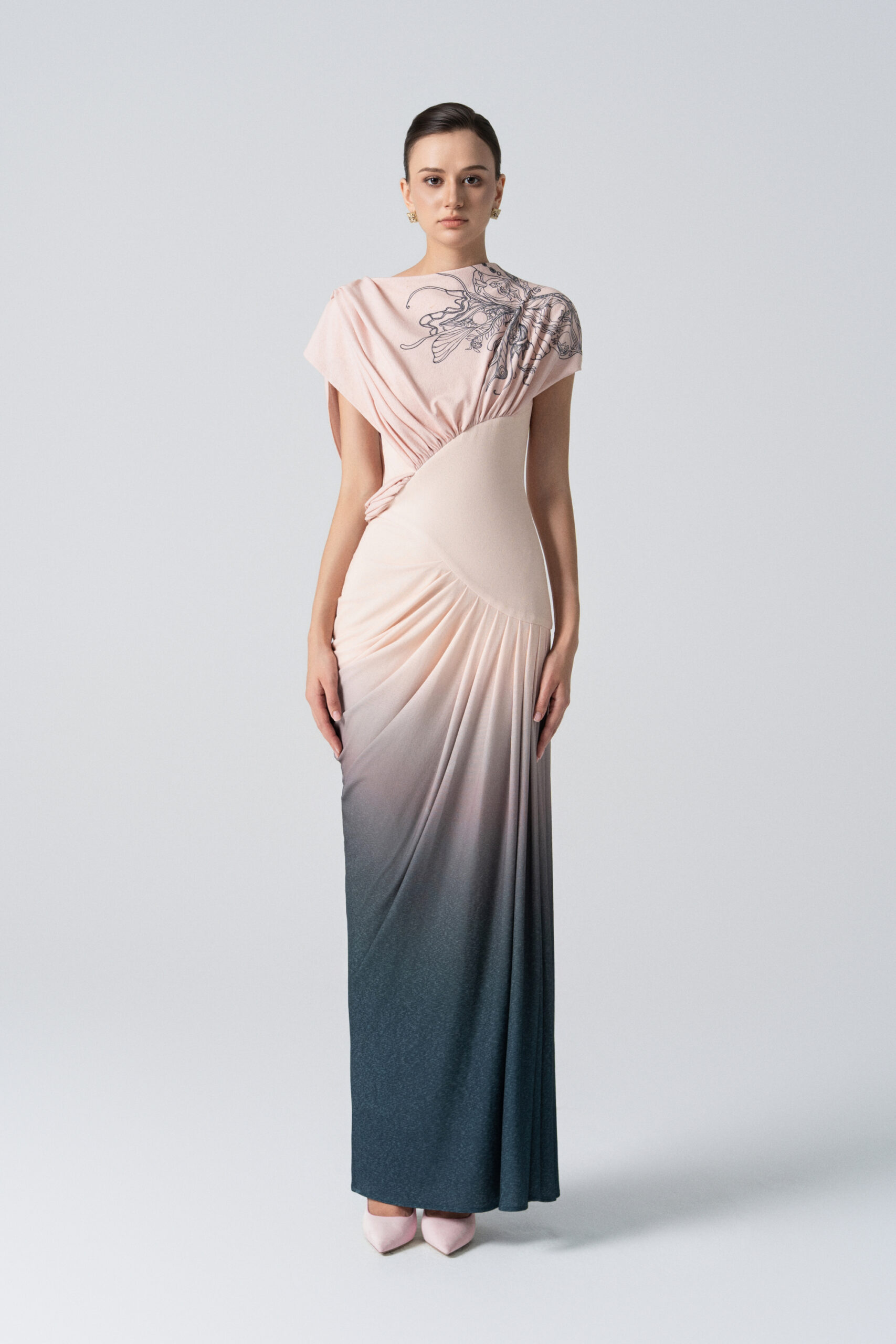 Blush Horizon Midi Ombre Dress in Tender Peach - Image 2