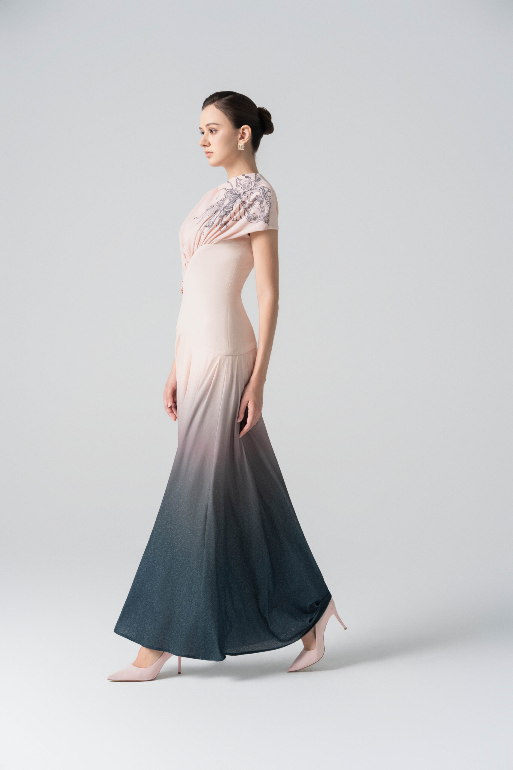 Blush Horizon Midi Ombre Dress in Tender Peach - Image 6