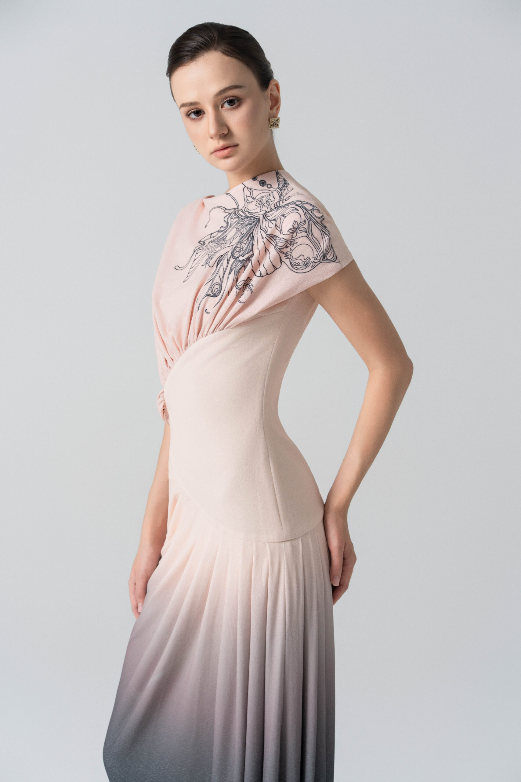 Blush Horizon Midi Ombre Dress in Tender Peach - Image 5