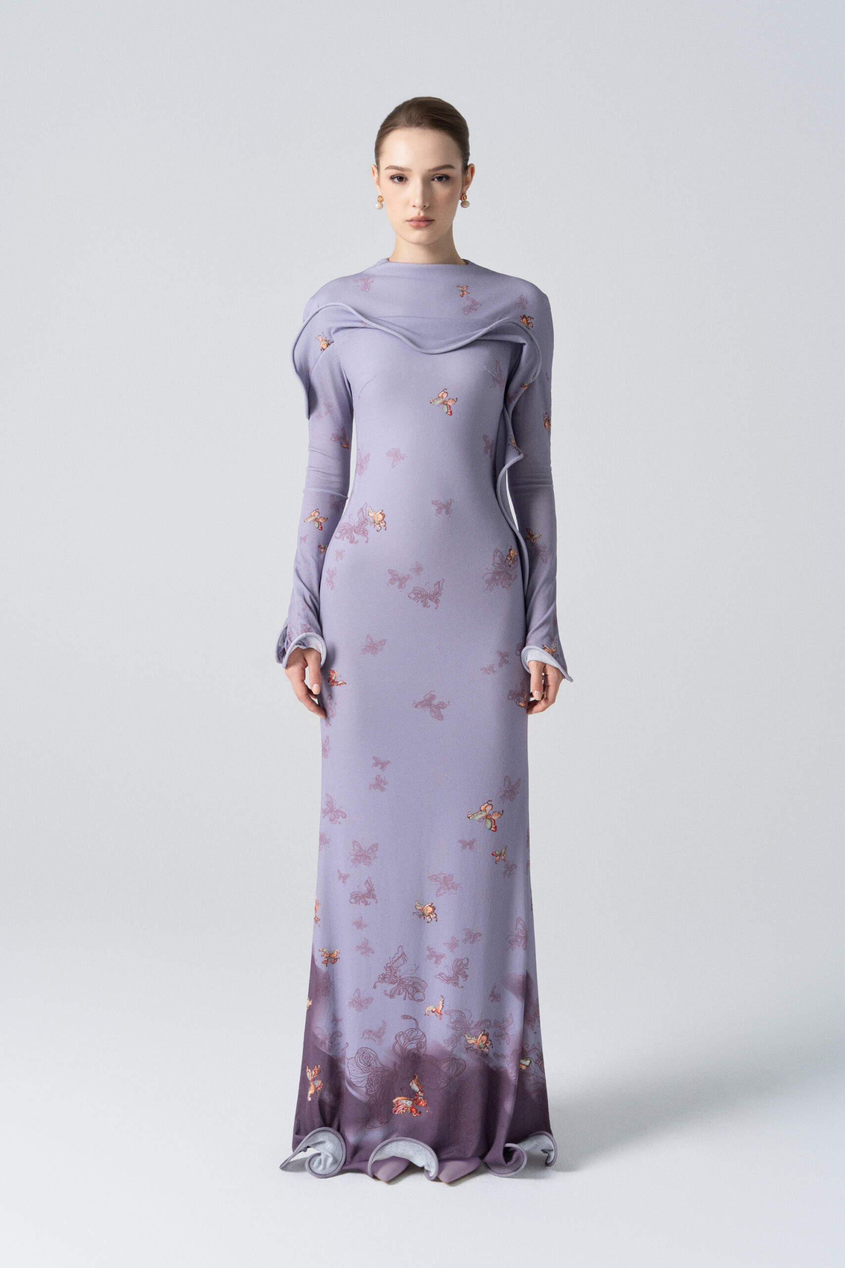 Starfall Bloom Fishtail Dress in Purple Ash - Image 2