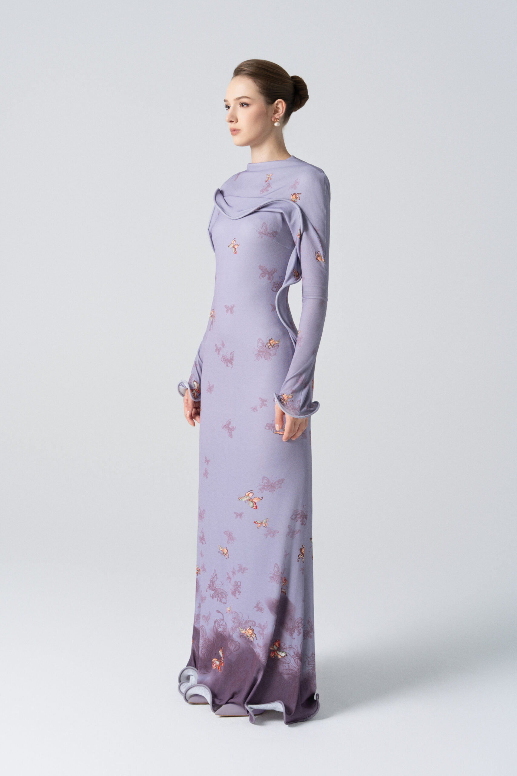 Starfall Bloom Fishtail Dress in Purple Ash - Image 3