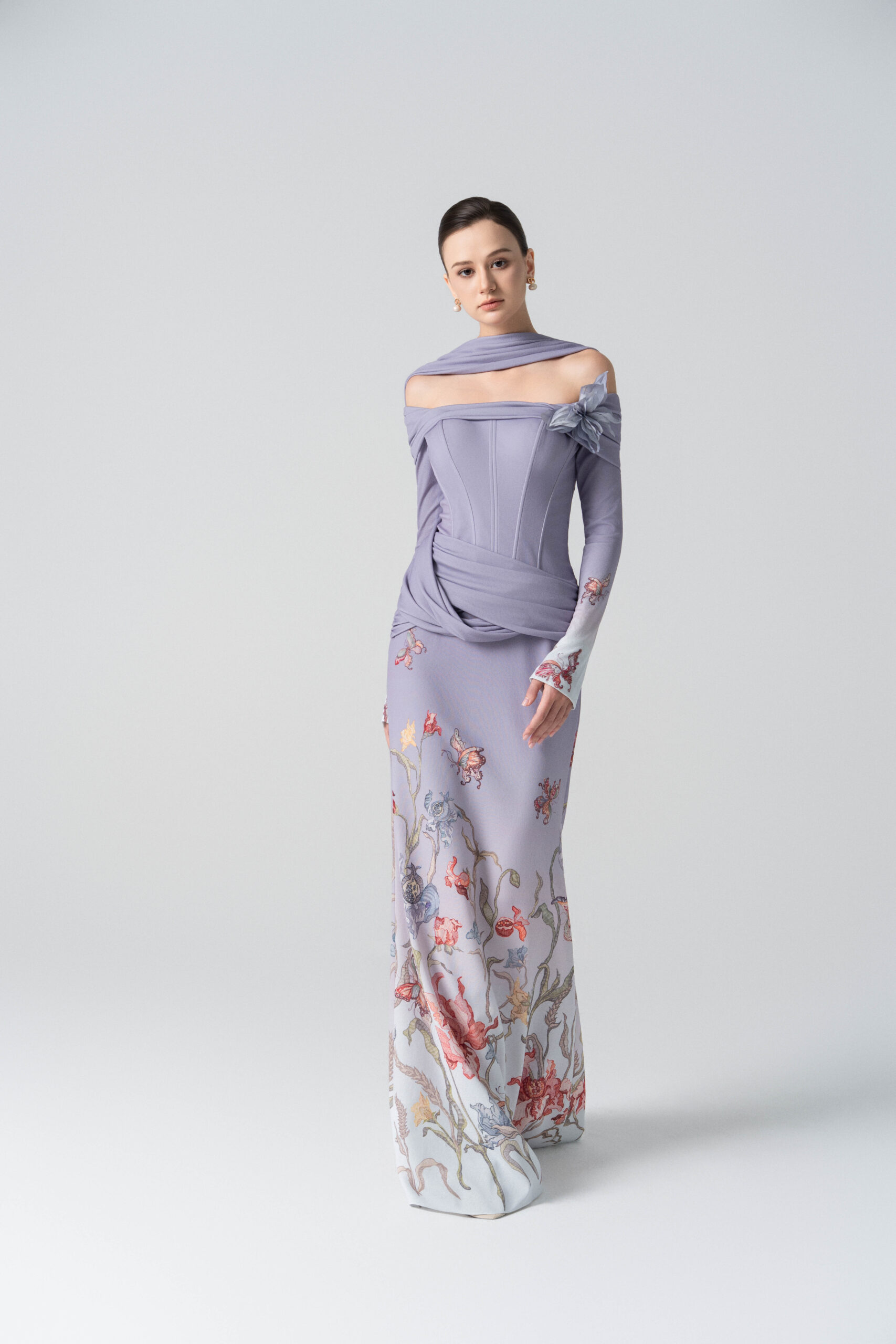Blooming Grace Gown in Purple Ash Ombre - Image 6