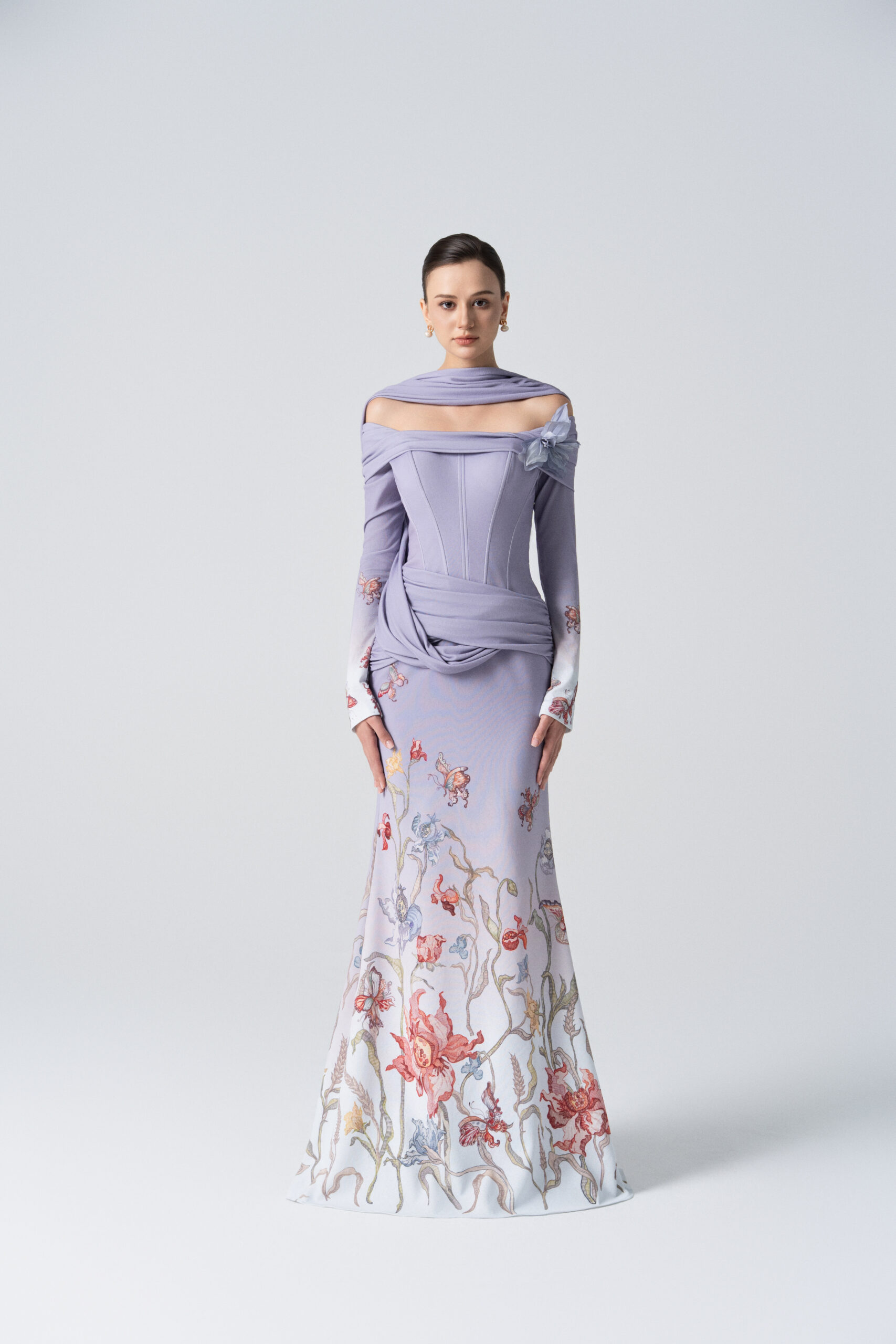Blooming Grace Gown in Purple Ash Ombre - Image 2