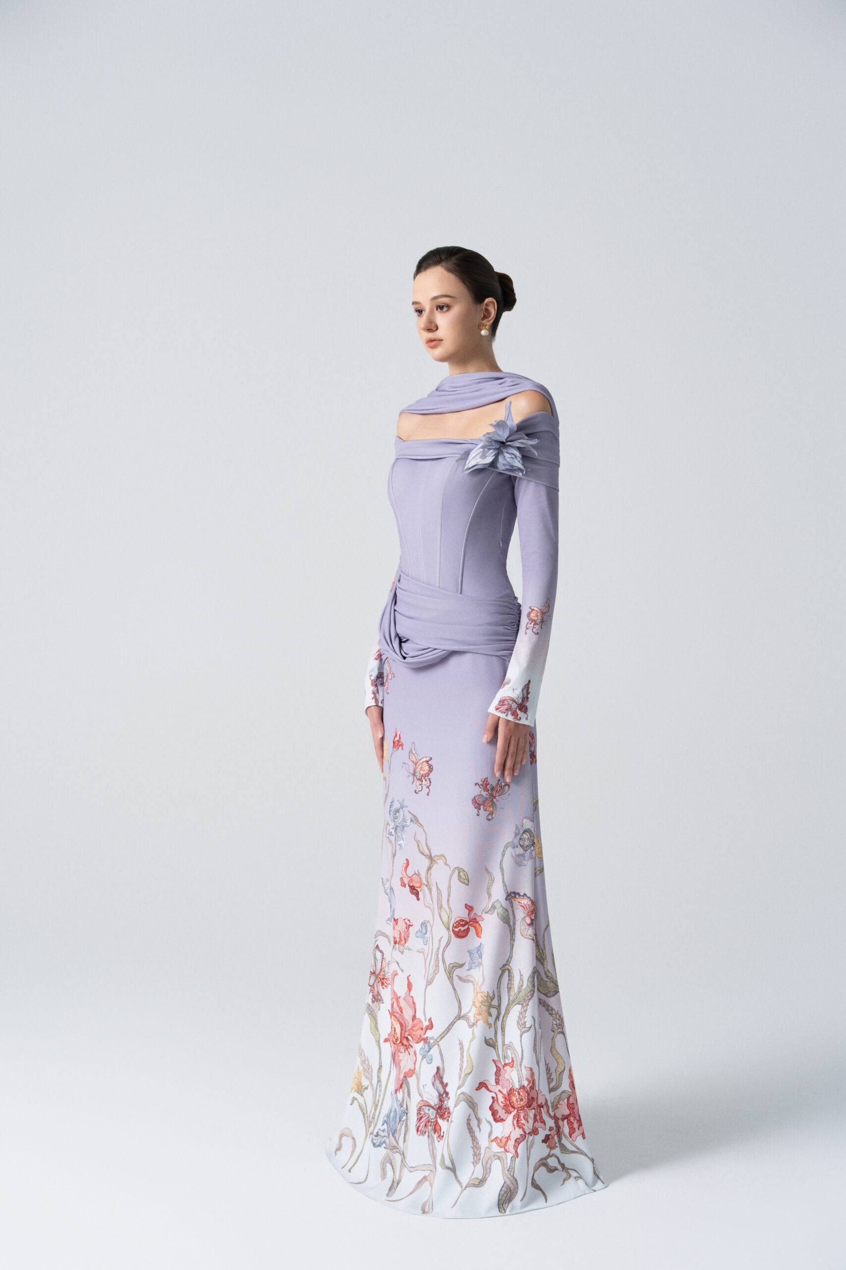 Blooming Grace Gown in Purple Ash Ombre - Image 3