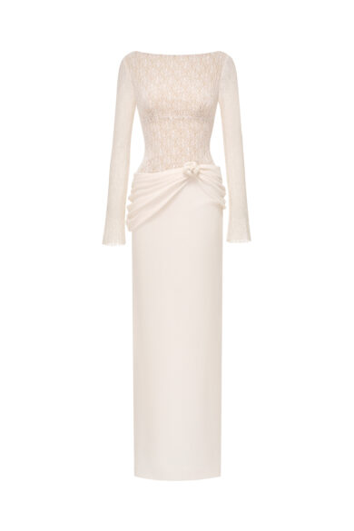 Draped Lace Pencil Dress