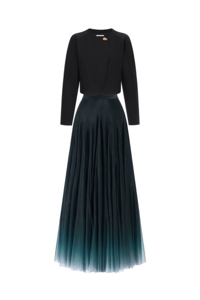 Solstice Cropped Jacket Set in Black