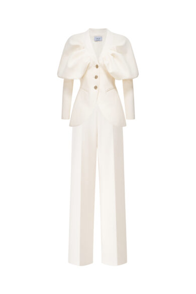Luna Sculpted Blazer Set in White