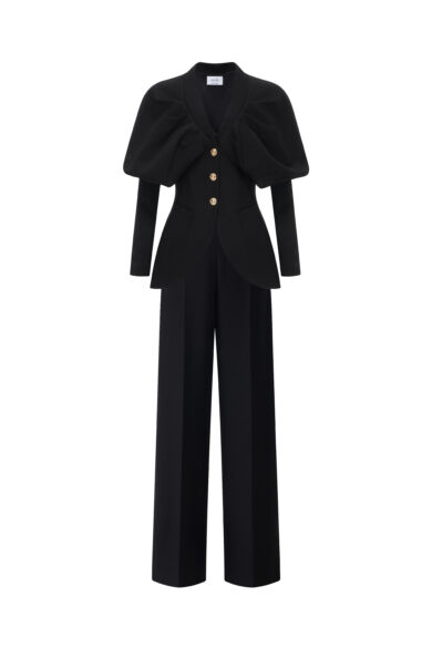 Luna Sculpted Blazer Set in Black