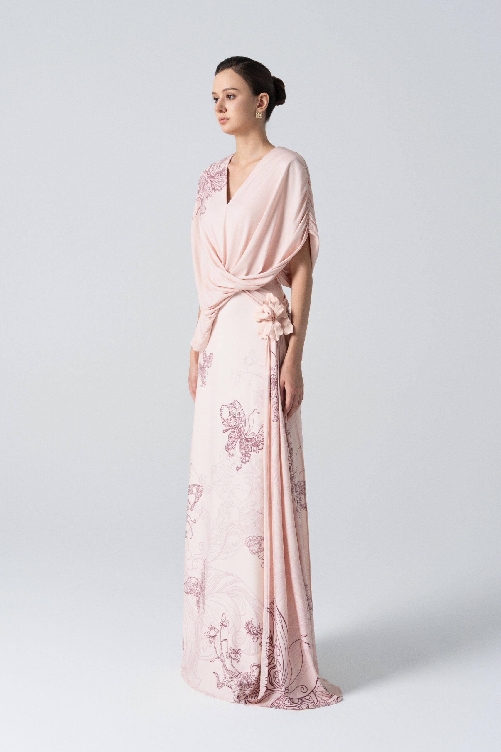 Amethyst Glow Fishtail Dress in Pale Peach - Image 3