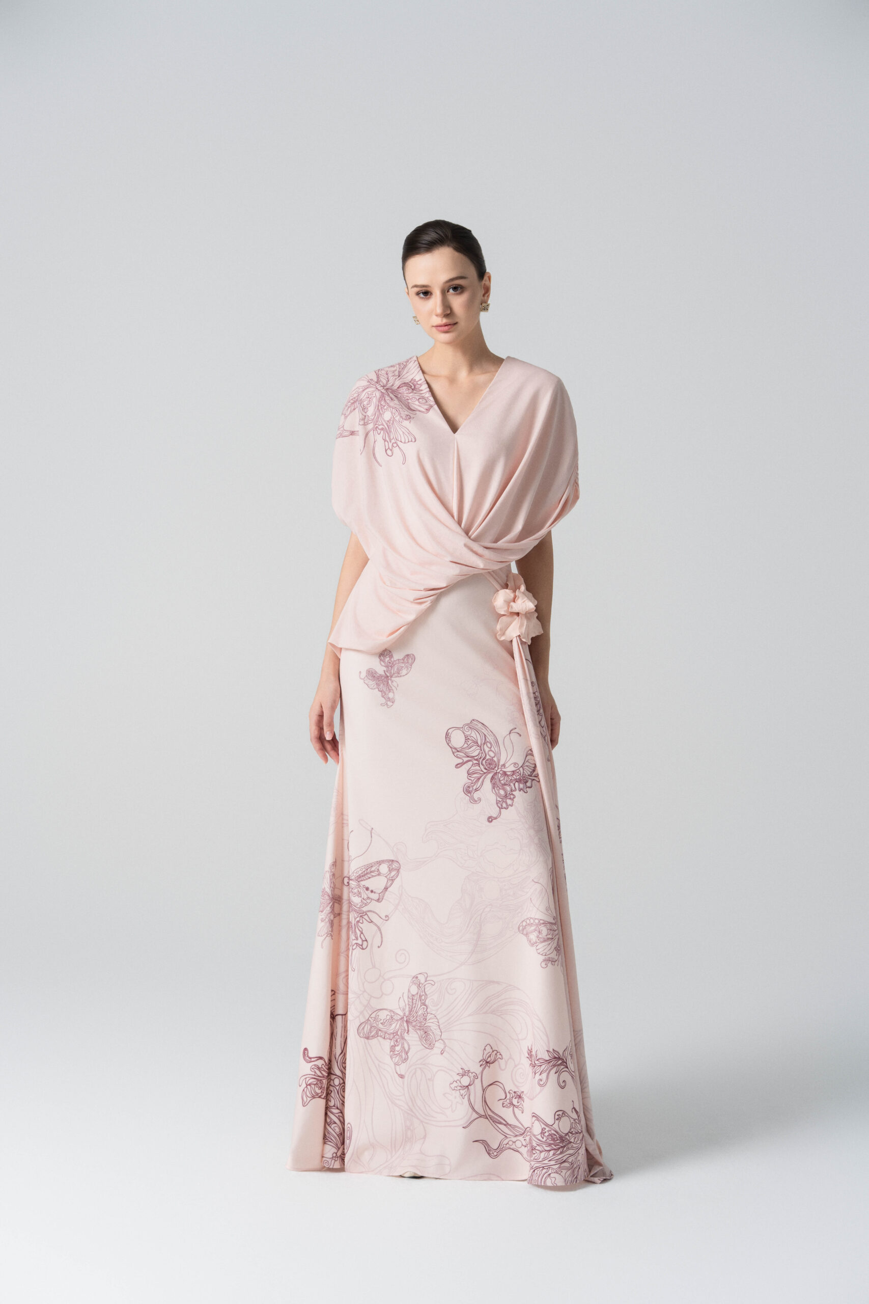 Amethyst Glow Fishtail Dress in Pale Peach - Image 5